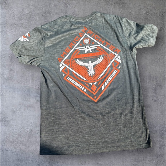 American Fighter Charcoal and Orange Gradient Graphic Tee - Picture 11 of 16